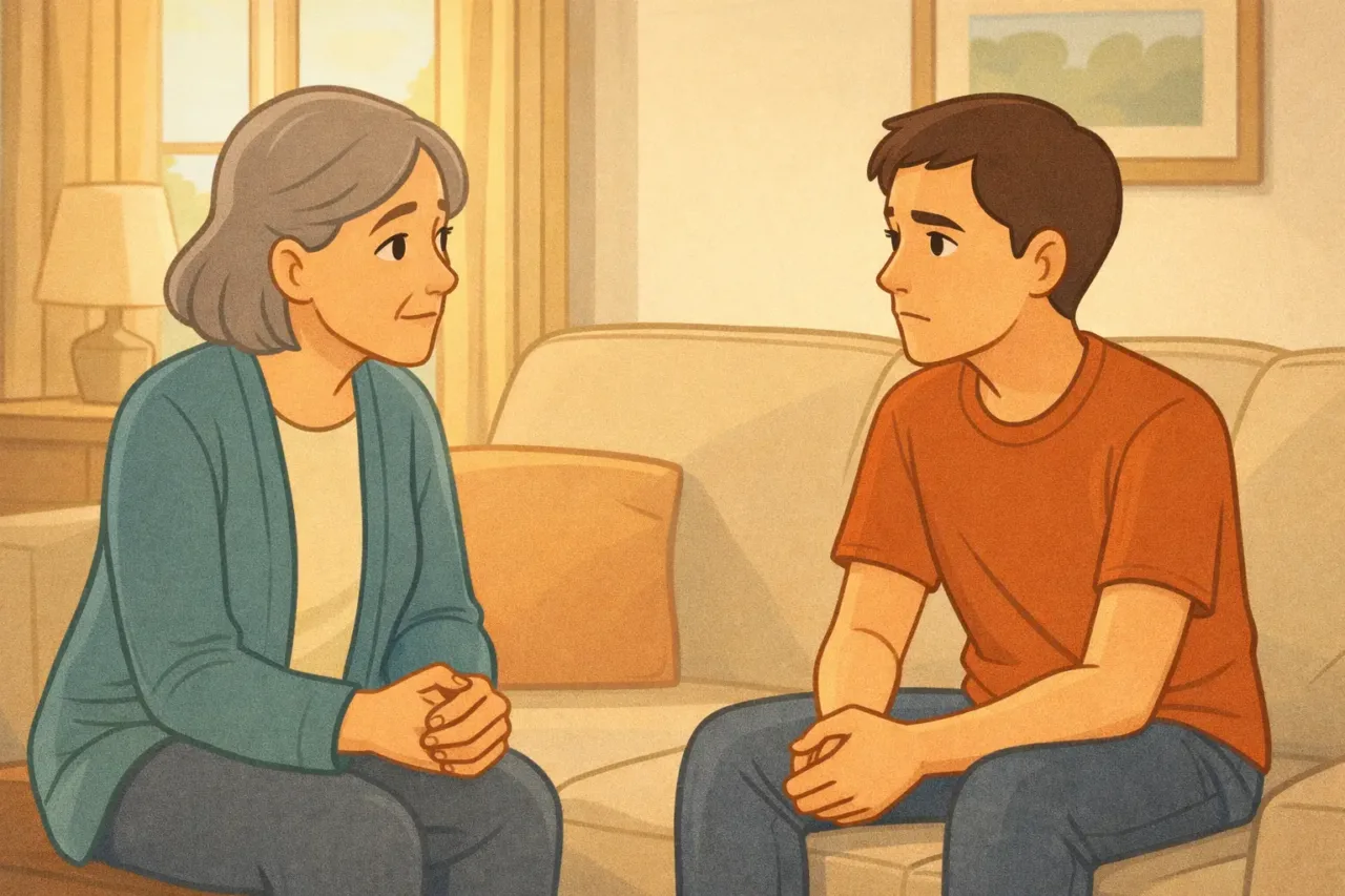 Conversación sobre cannabis en adolescentes entre madre e hijo