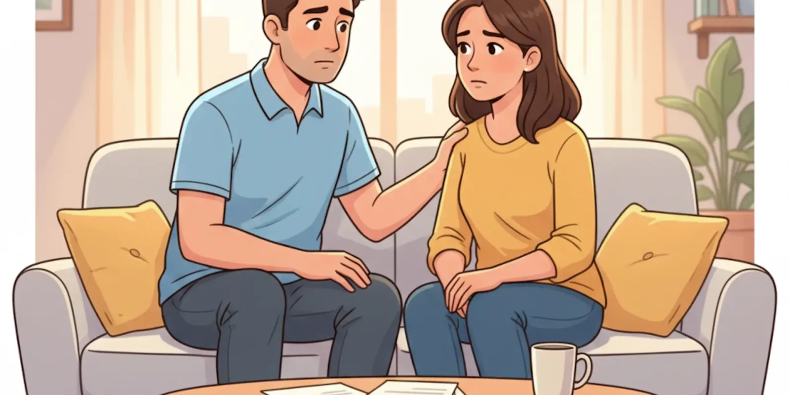 Padres hablando con su hijo adicto en una escena de apoyo familiar