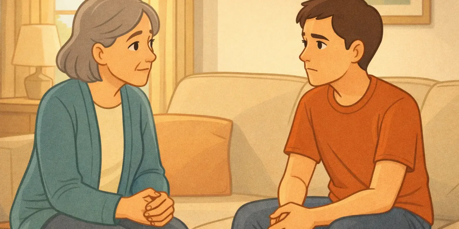 Conversación sobre cannabis en adolescentes entre madre e hijo